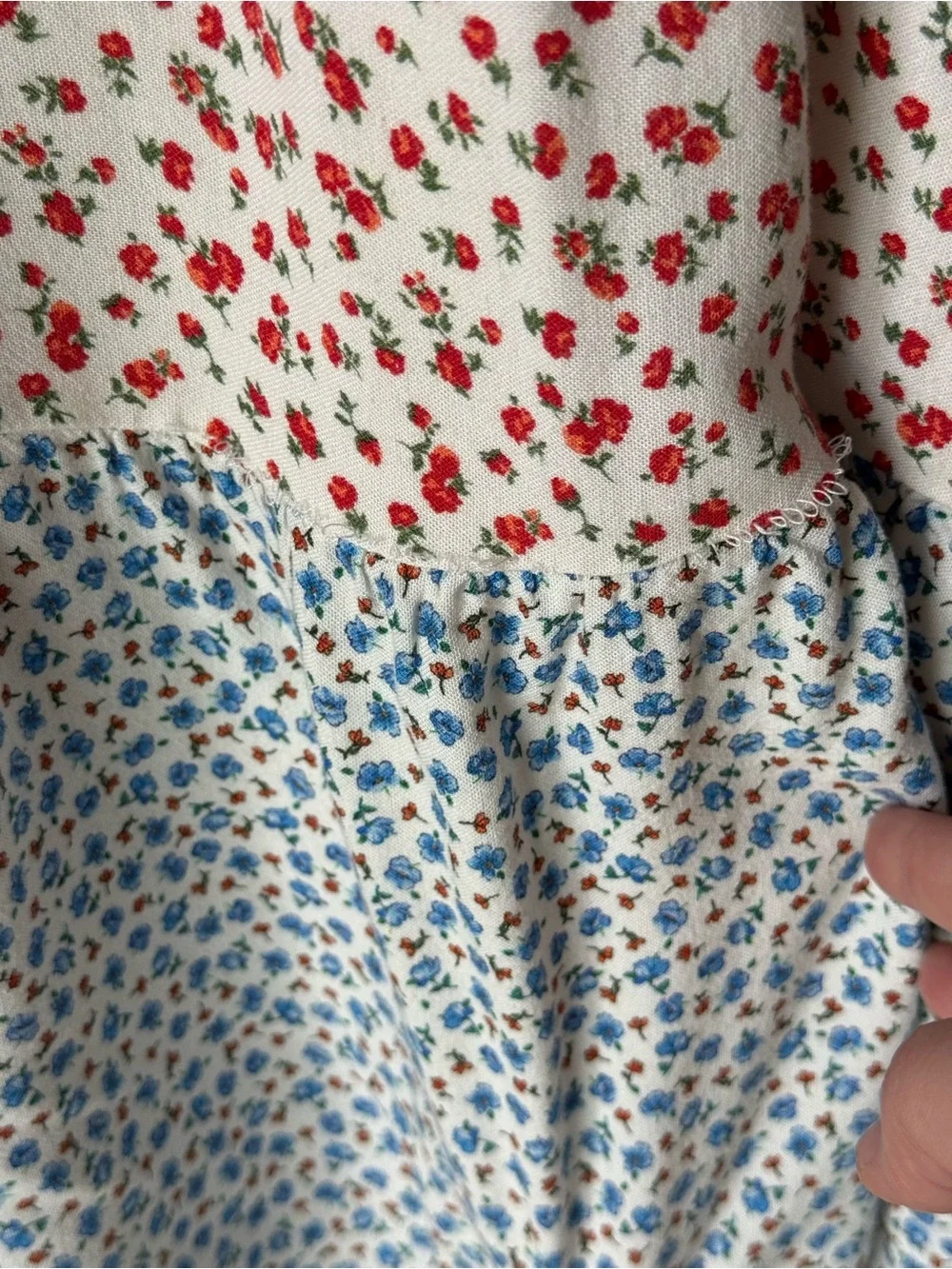 Zara White Multi-Print Tiered Sundress with Red & Blue Floral Girls Size 13-14